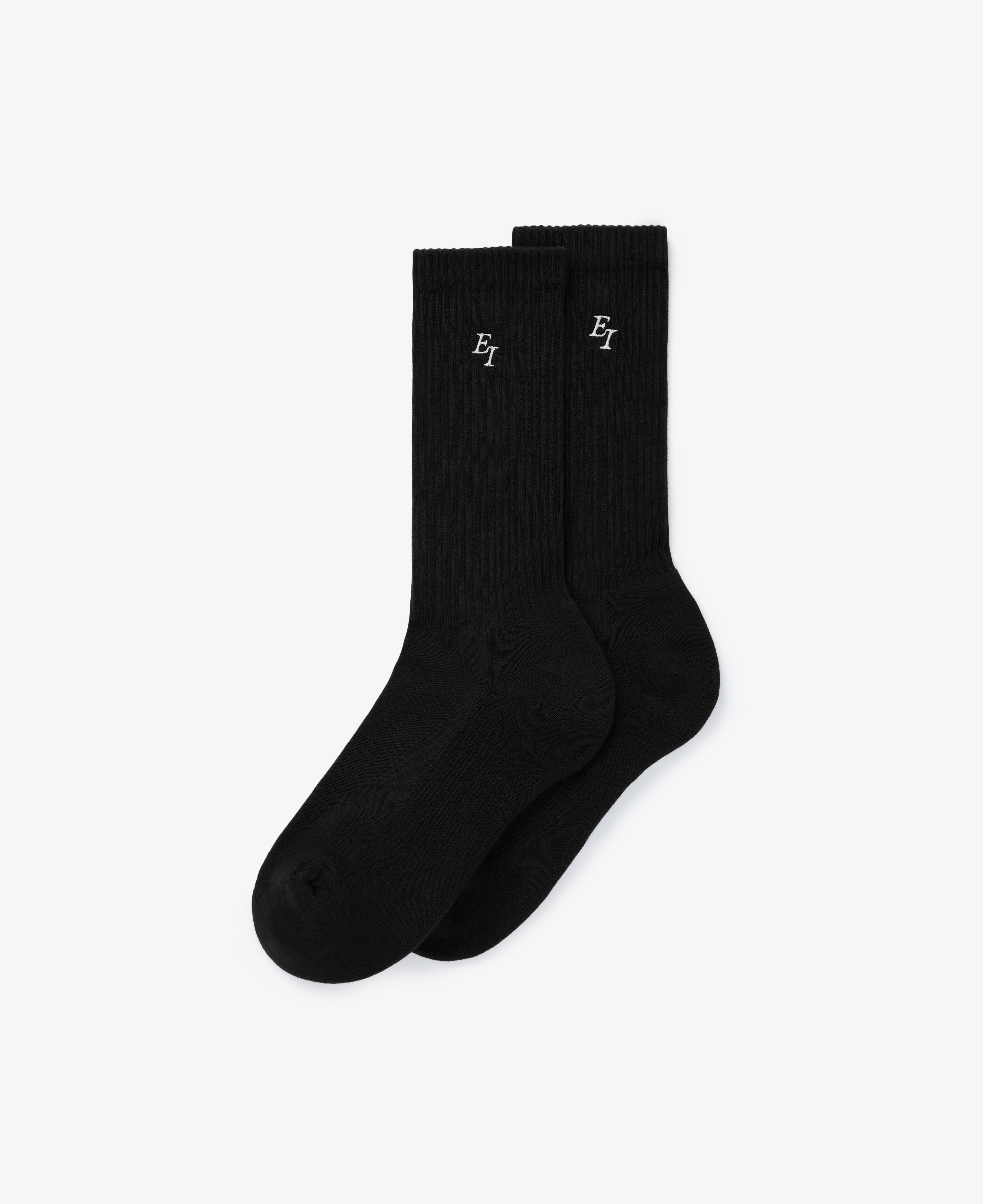 EI Monogram Embroidered Sock - Black