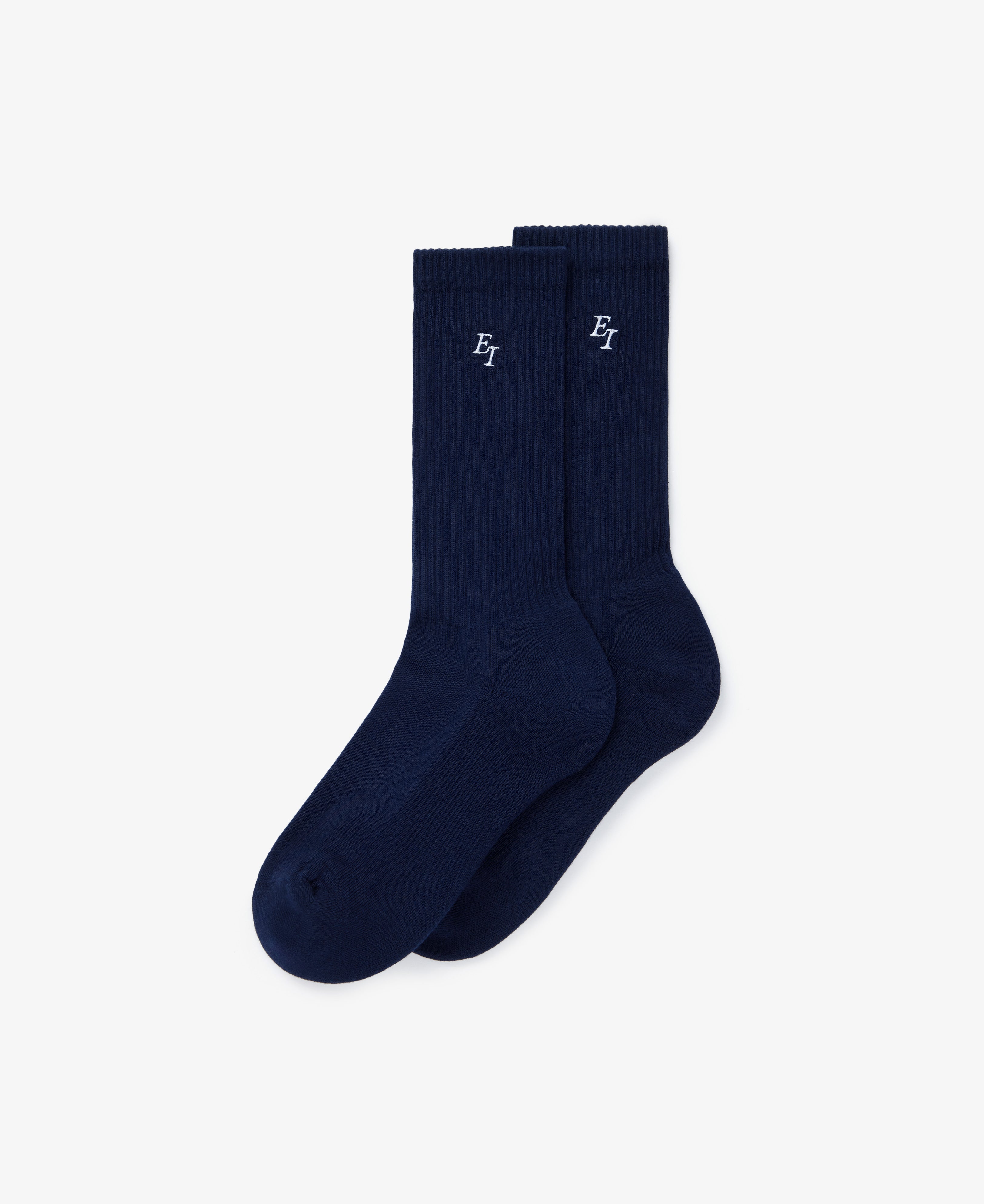 EI Monogram Embroidered Sock - Navy