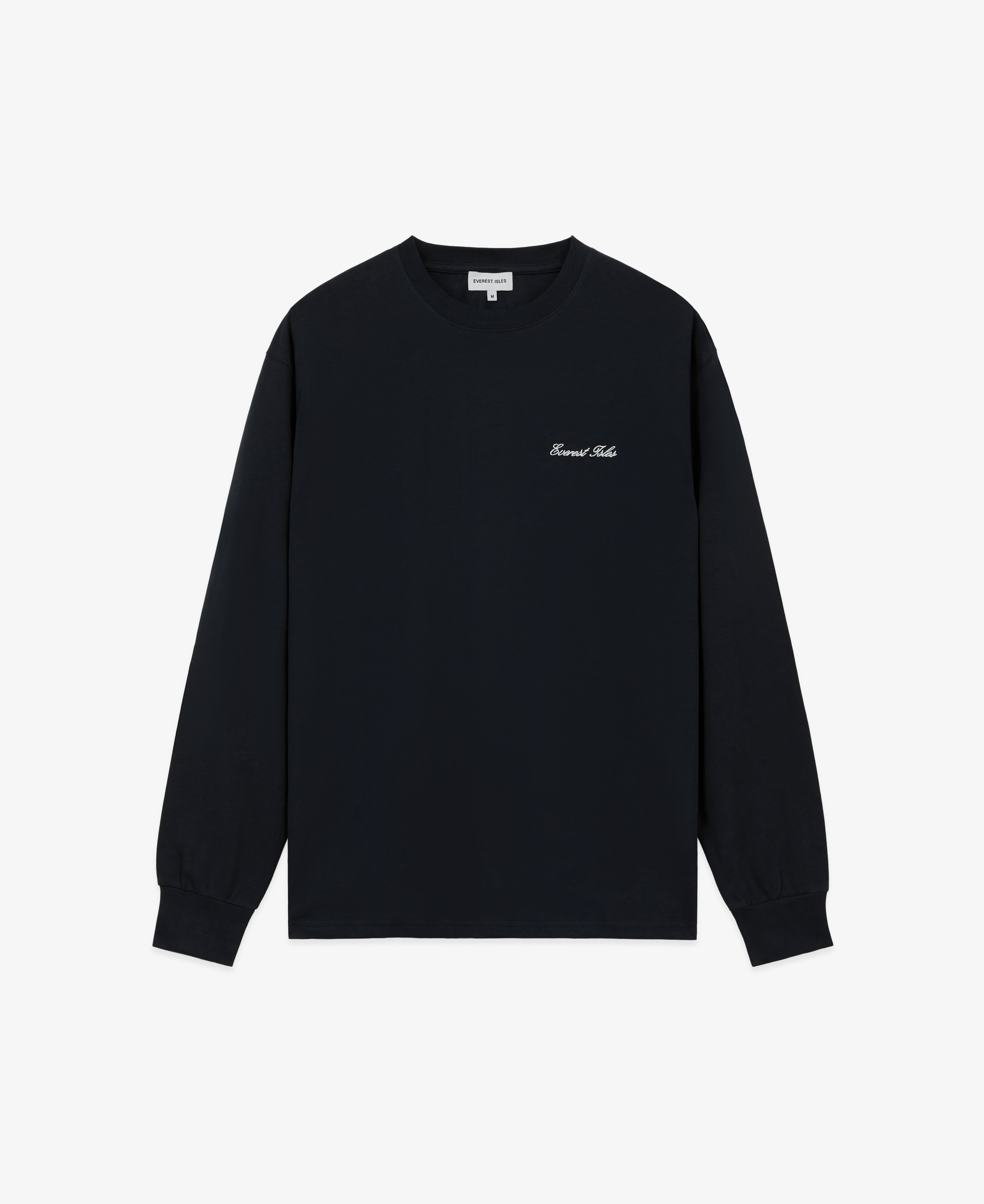 Embroidered Script Tee L/S - Black