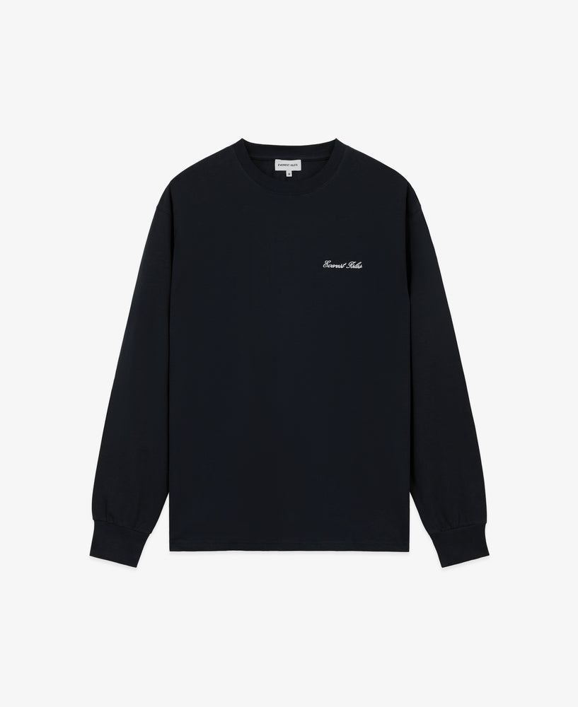 Embroidered Script Tee L/S - Black