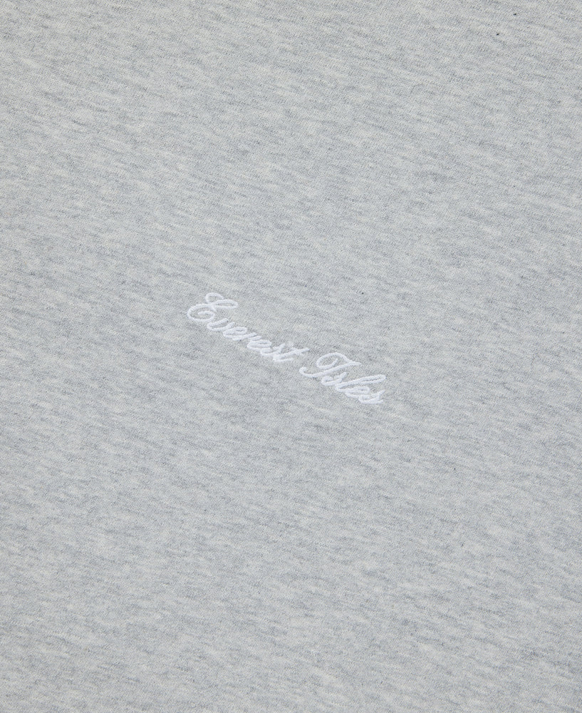 Embroidered Script Tee L/S - Heather Grey