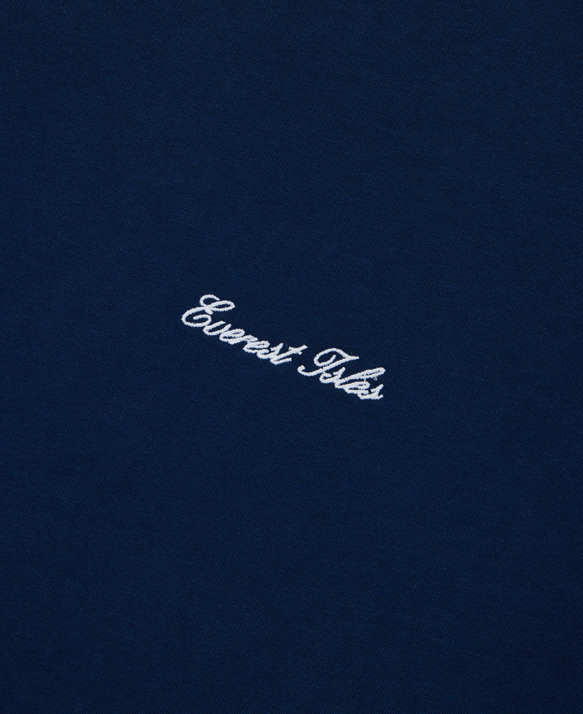 Embroidered Script Tee L/S - Navy