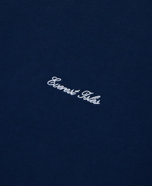 Embroidered Script Tee L/S - Navy