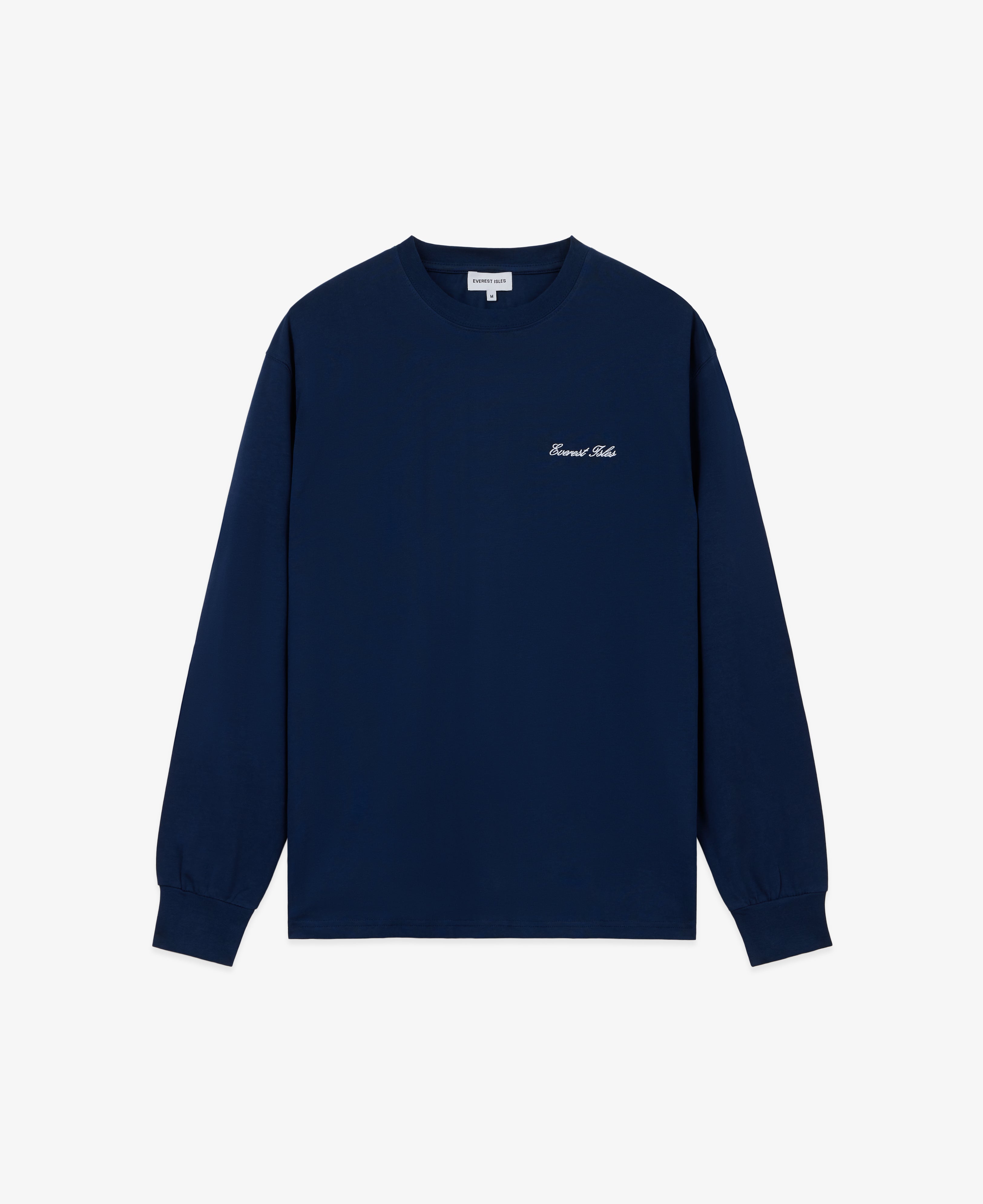 Embroidered Script Tee L/S - Navy