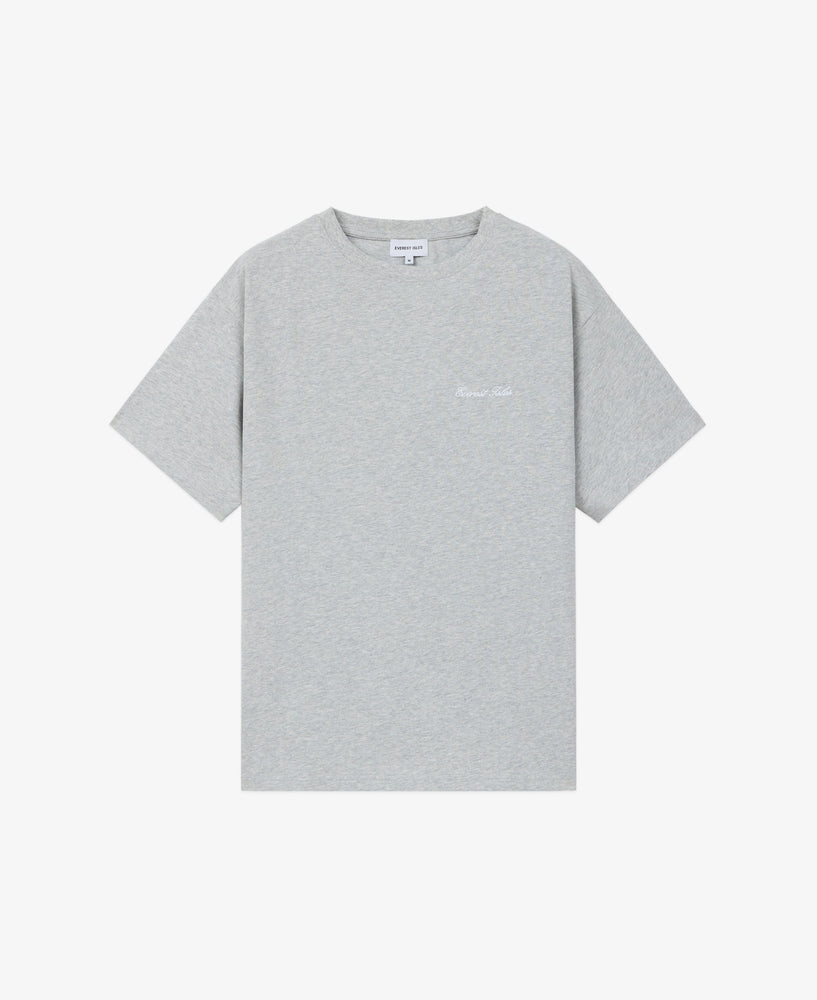 Embroidered Script Tee S/S - Heather Grey